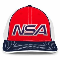 Pacific Headwear NSA Outline Series Red/Navy Flex Fit Hat: 404M-RDWHNV