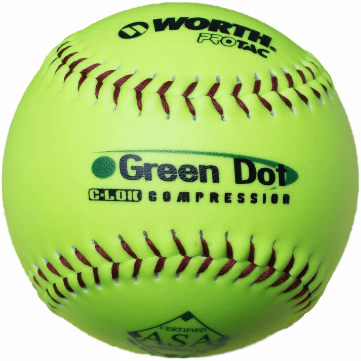Worth ASA Hot Dot 11" 52/300 Synthetic Slowpitch Softballs: AHD11SY 1 Worth ASA Hot Dot 11" 52/300 Synthetic Slowpitch Softballs: AHD11SY