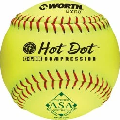 Worth ASA Hot Dot 12" 52/300 Composite Slowpitch Softballs: AHD12CY