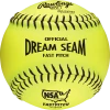 Rawlings NSA Dream Seam 12" 47/375 Leather Fastpitch Softballs: C12BYLN