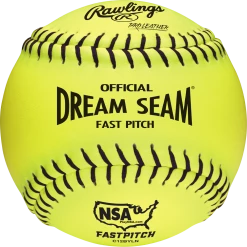 Rawlings NSA Dream Seam 12" 47/375 Leather Fastpitch Softballs: C12BYLN