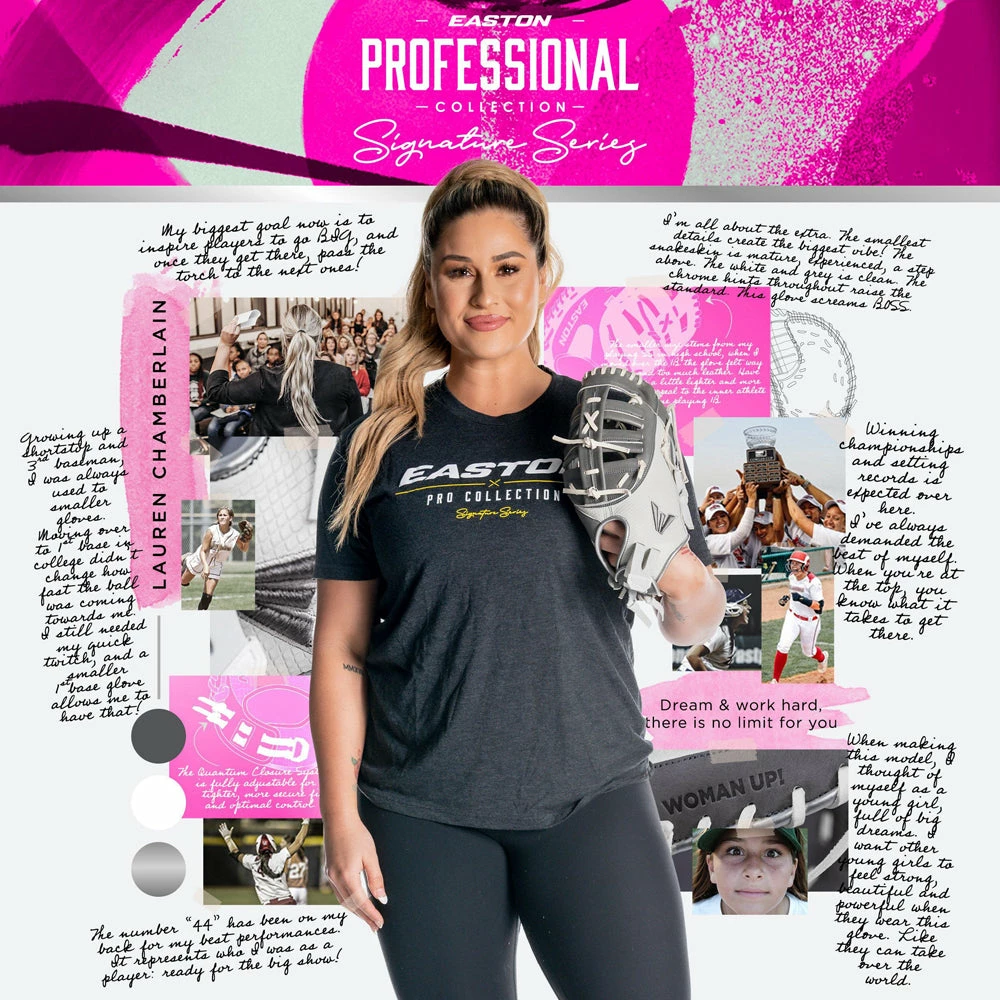 Easton Lauren Chamberlain Professional Collection Signature Series 12.5" Fastpitch First Base Mitt: LC44 4 Easton Lauren Chamberlain Professional Collection Signature Series 12.5" Fastpitch First Base Mitt: LC44 - Image 4