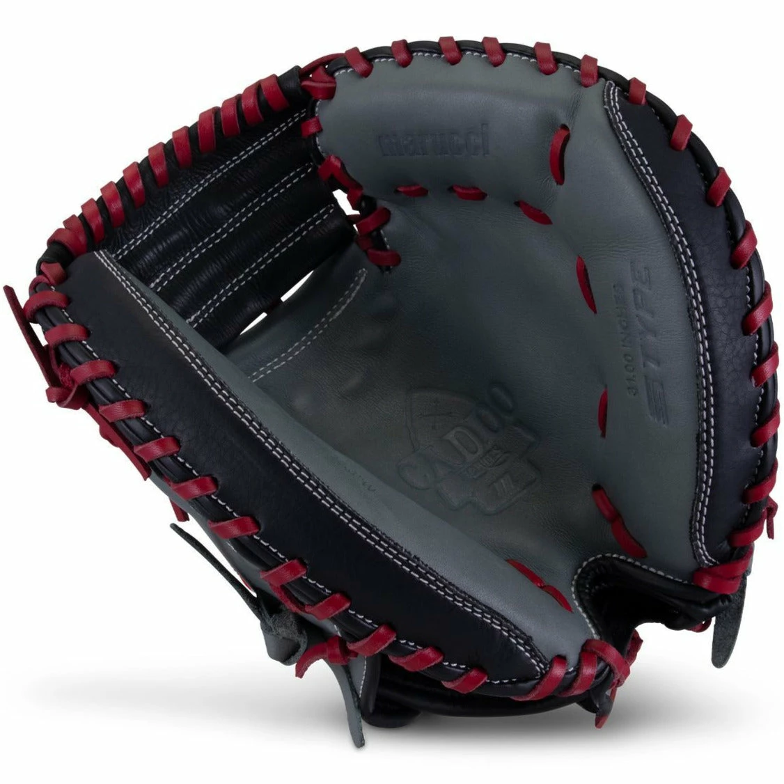 Marucci Caddo S Type 31" Baseball Catcher's Mitt: MFGCADD3100-GY/R 2 Marucci Caddo S Type 31" Baseball Catcher's Mitt: MFGCADD3100-GY/R - Image 2