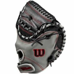 Wilson A500 32" Baseball Catcher's Mitt: WBW10090732 -Easton shop WBW100907 2 A500 BB 32 Boys Black Grey Red.png.cq5dam.web .1200.1200