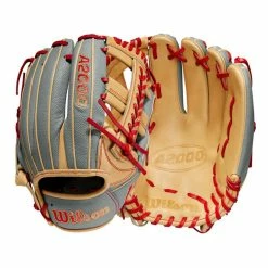 Wilson A2000 1785SS 11.75" SuperSkin Baseball Glove: WBW1009711175 -Easton shop WBW100971 8 A2000 IF 1785SS 1175 GreySS Blonde Red.png.cq5dam.web .1200.1200